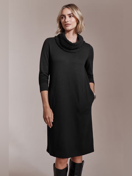 J. Jill Dresses & Skirts - J. Jill Black Sweater-Trimmed Cowl-Neck Dress - Black